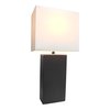 Lalia Home 21 Leather Base Modern Table Lamp with White Rectangular Fabric Shade, Black LHT-3008-BK